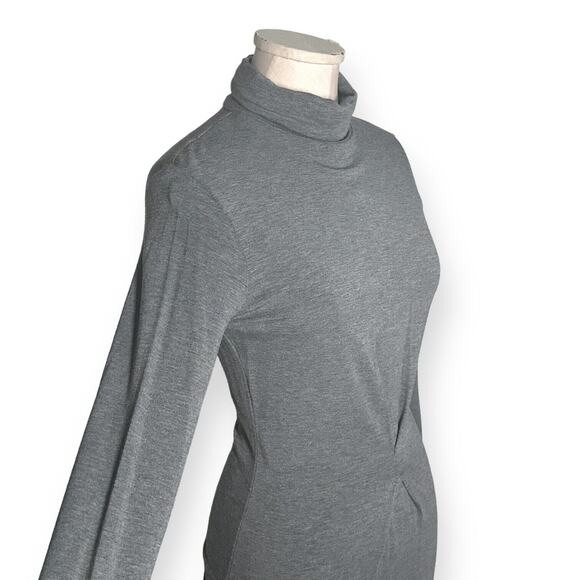 LOVE MOSCHINO Sheath Dress Turtleneck Long Sleeve Minimalist Chic Cocktail Gray - Picture 3 of 10